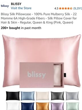 NWT Blissy 100% Mulberry Silk Pillowcase 22 Momme 6a High Grade in Pink Queen
